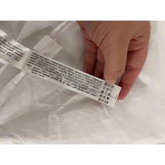 Zara Home Womens Cotton Robe Medium M Tie Waist Lace trim Classic 8148/434 NWT - Picture 7 of 11